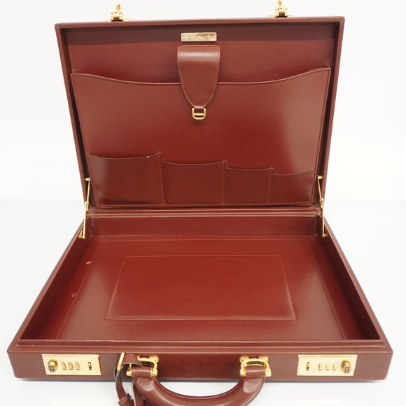 CARTIERAuth  Must Clutch Bag Men,Women,Unisex Leather Briefcase Bordeaux - Picture 4 of 10